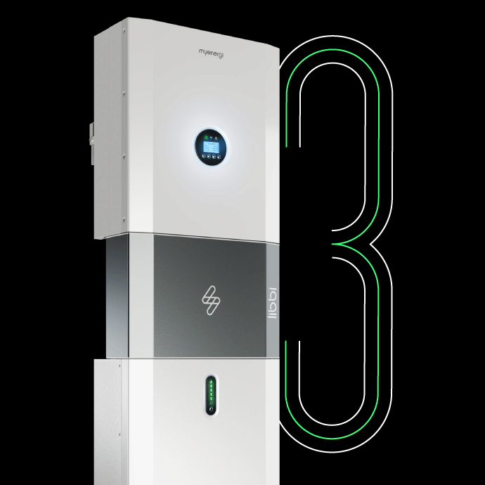 De myenergi libbi driefasebatterij met omvormer en opslagmodules