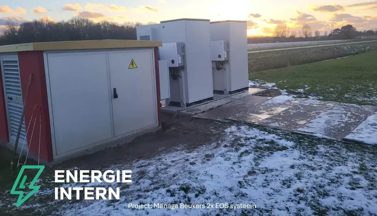 Energie Intern projectteam bij een gerealiseerd opslagsysteem